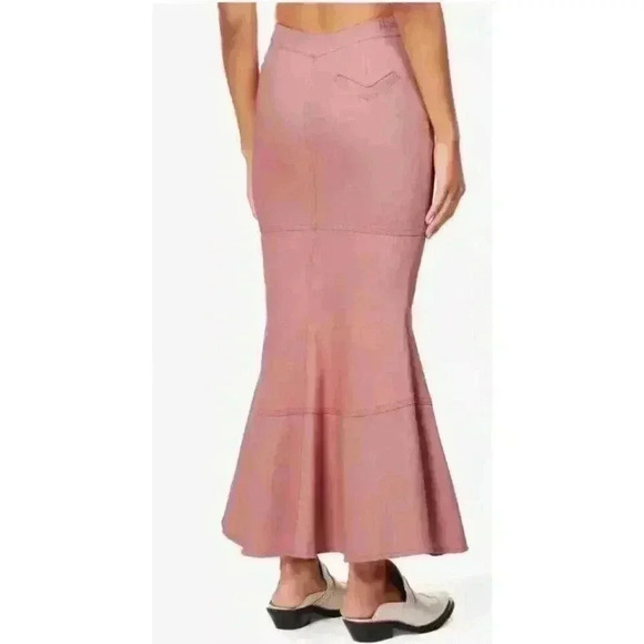 New Women Pale Pink House Of Sunny Denim Tulip Skirt Size 2 - Picture 5 of 16